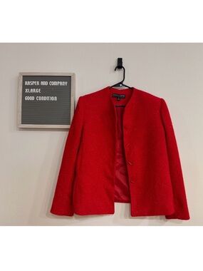 Kasper & Company Red Blazer Jacket XL Classic Career Holiday Jacket